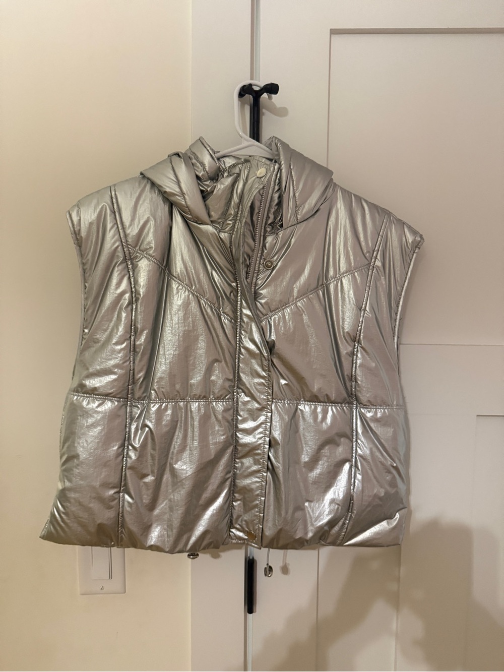 Anthropology silver hooded puffer